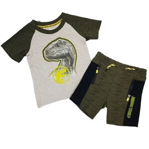 18m Boys JURASSIC WORLD Dinosaur Tshirt and Shorts Set Summer Boy